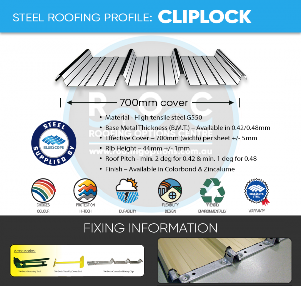 Cliplock Klip-Lok 0.42 Steel Roofing