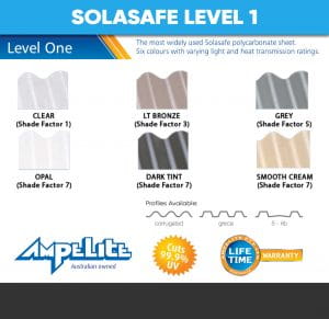 High UV Protection Ampelite Solasafe Lvl 1 Polycarbonate Roofing