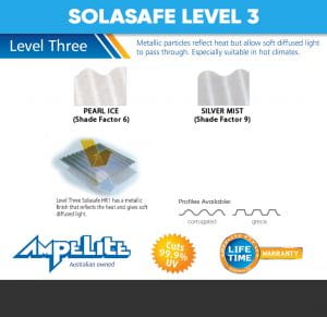 High UV Protection Ampelite Solasafe Lvl 3 Polycarbonate Roofing