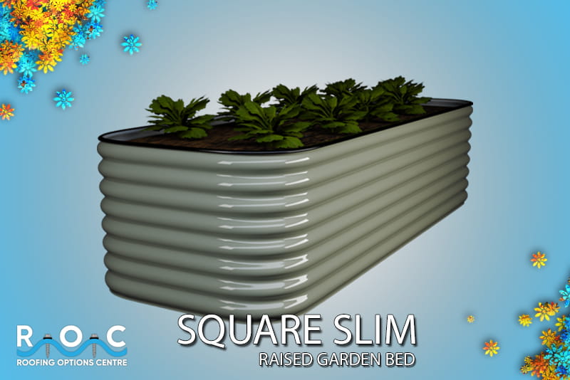 Square Slim Raised Garden Bed in Shale Gray