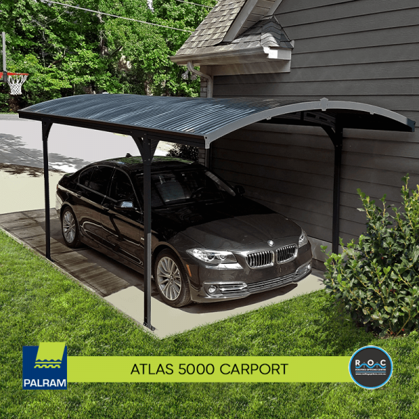Atlas 5000 Carport Kit with black car