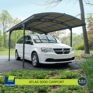 Atlas 5000 Carport Kit with white car