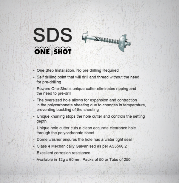 One Shots SDS 12g x 60mm Screws Installation Guide
