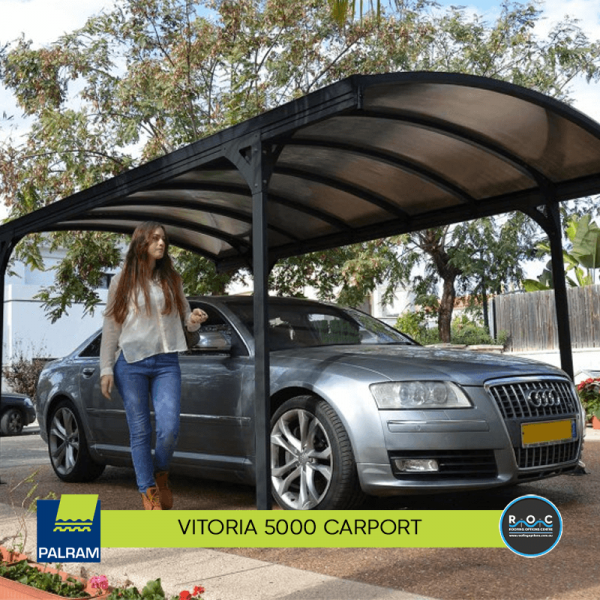 Vitoria 5000 Carport Kit with silver car