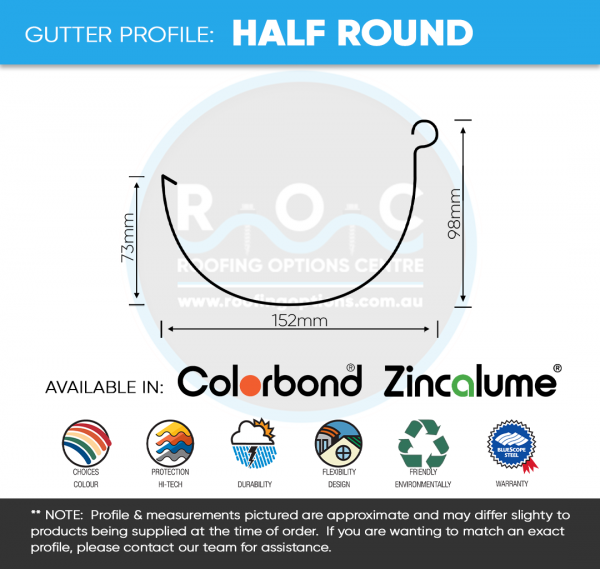 Colorbond Half Round Gutter Profile
